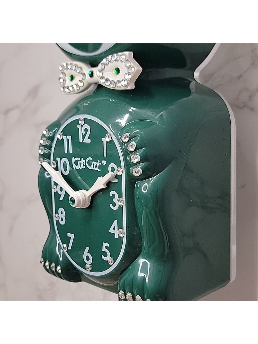 Vintage Ivy Green Jeweled Kit Cat Klock Clock SUPER RARE NOS - Picture 7 of 8